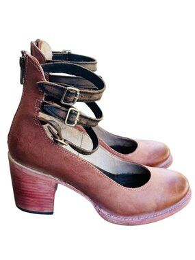 Freebird Randi Gladiator Heels Ankle Strap Tan LIght Brown Women's 10 Block Heel